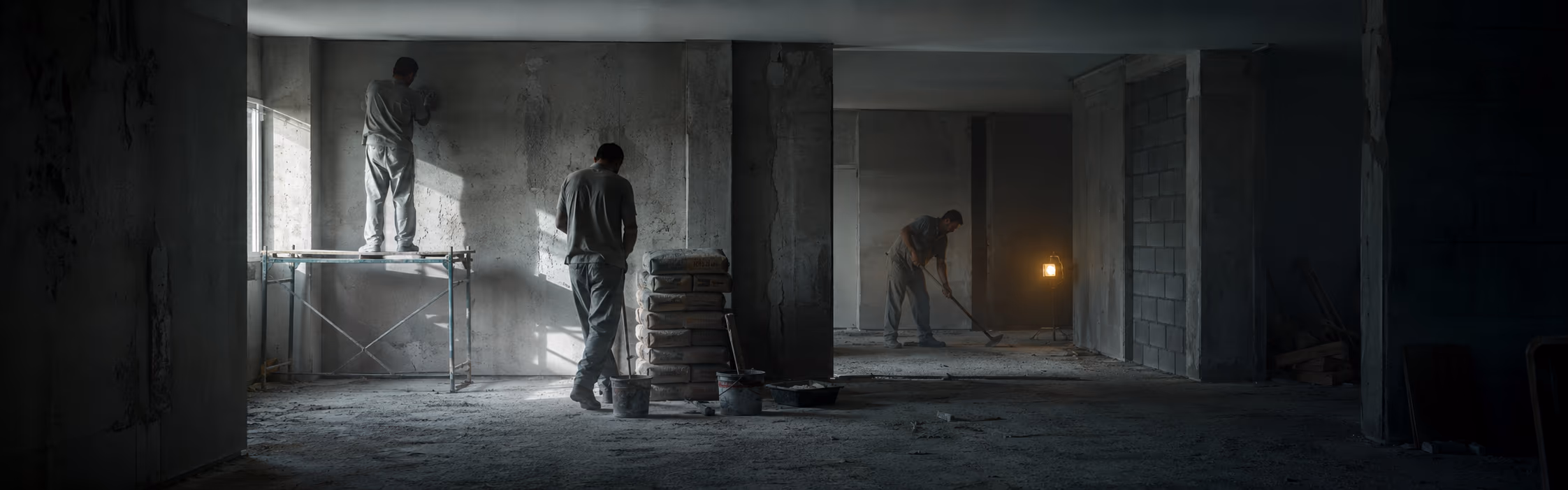 A equipe em obra, faixa panorâmica